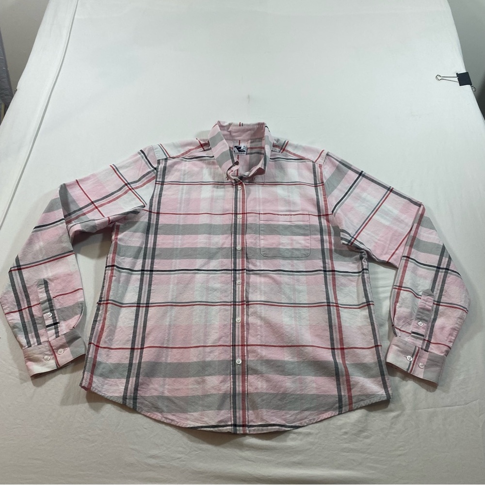 Rockies Shirt  plaid pink blue Long sleeve button down shirt blouse